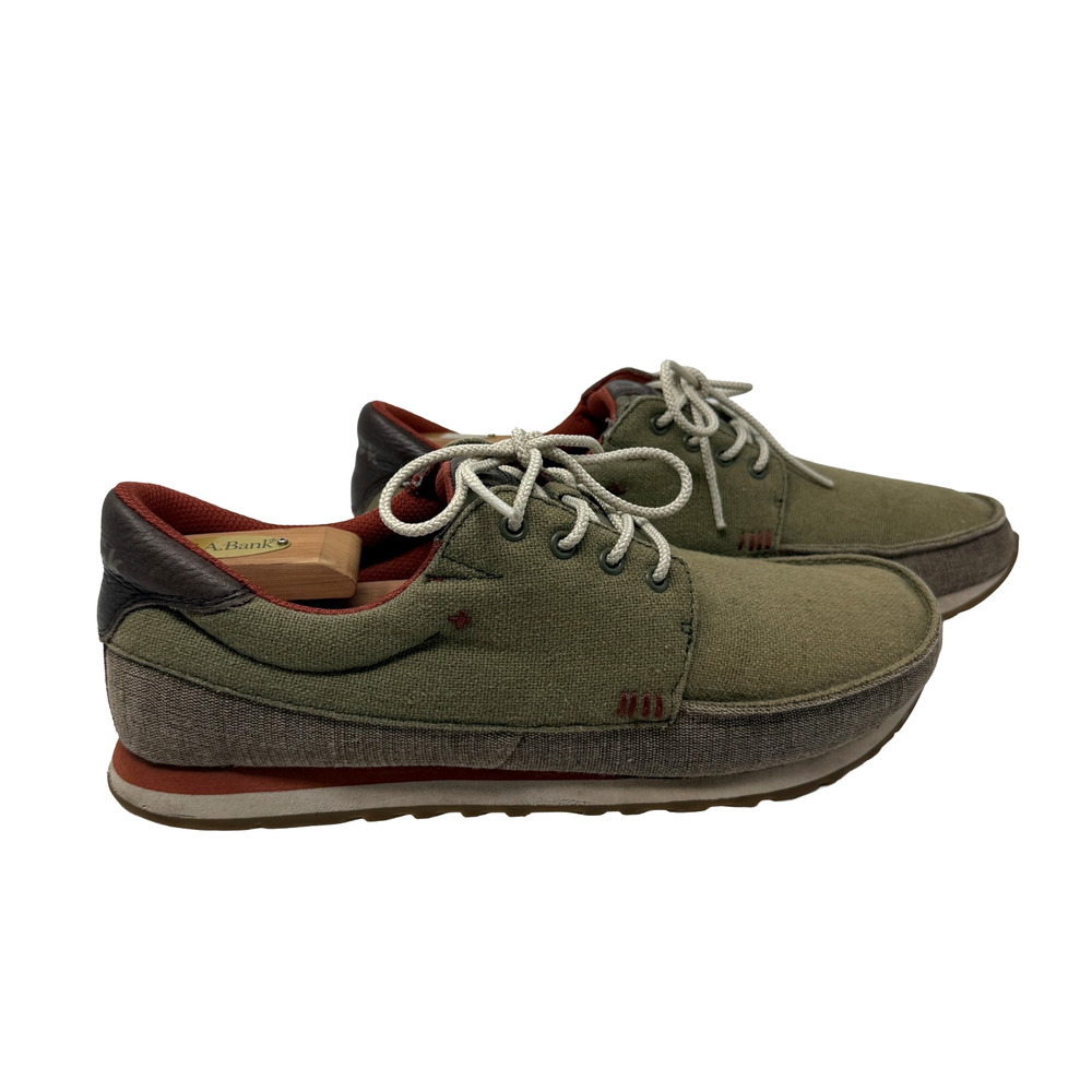 SANUK Mens Canvas Beer Runner Beige Tan Sneakers Shoes Preppy Frat Hemp 11